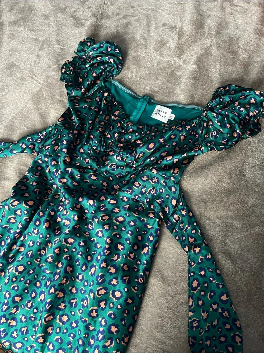 Hello Molly Teal Green Multicolor Leopard Print Dress